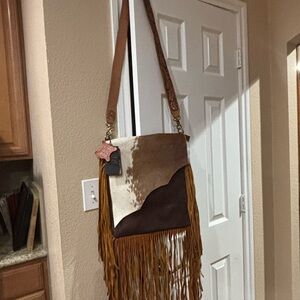 American Darling Brown/Cowhide with Fringe Shoulder Bag